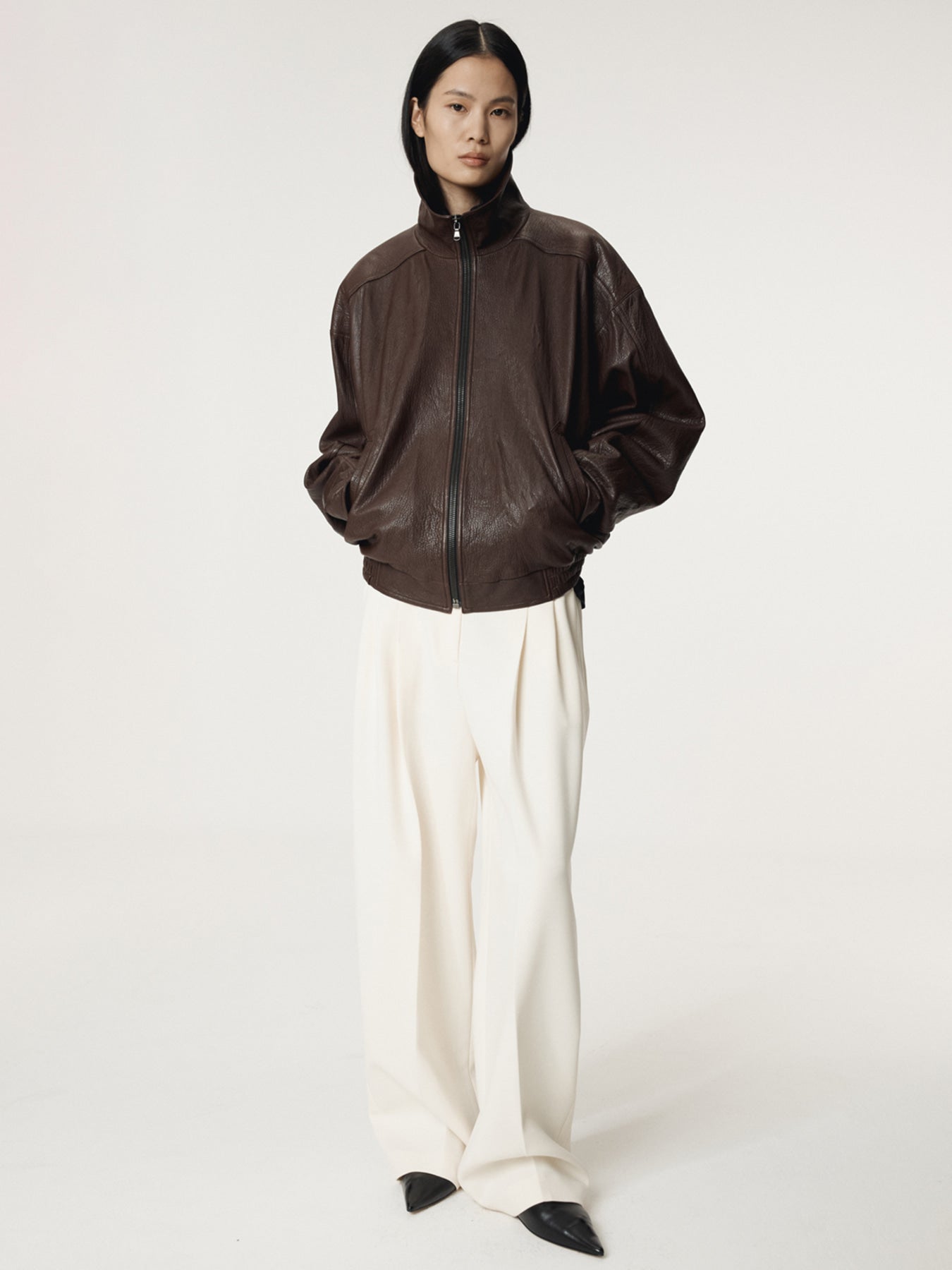 Recto - High-Neck Leather Jumper (Brown) product image 2 | TRAB K-Fashion Australia