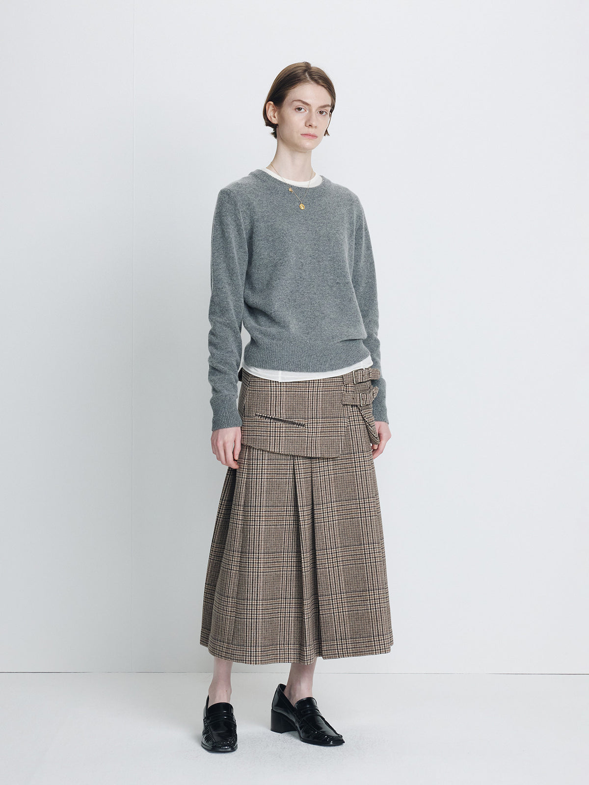 Tonywack - Checked Wool Double-Layered Skirt (Glen Check) product image 3 | TRAB K-Fashion Australia