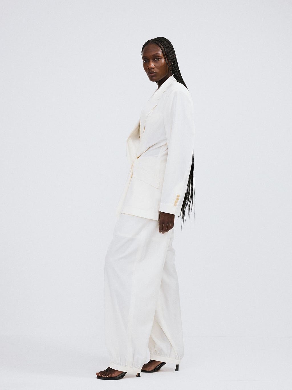 Recto - Drape Detail Suit Jacket (Ivory) product image 3 | TRAB K-Fashion Australia