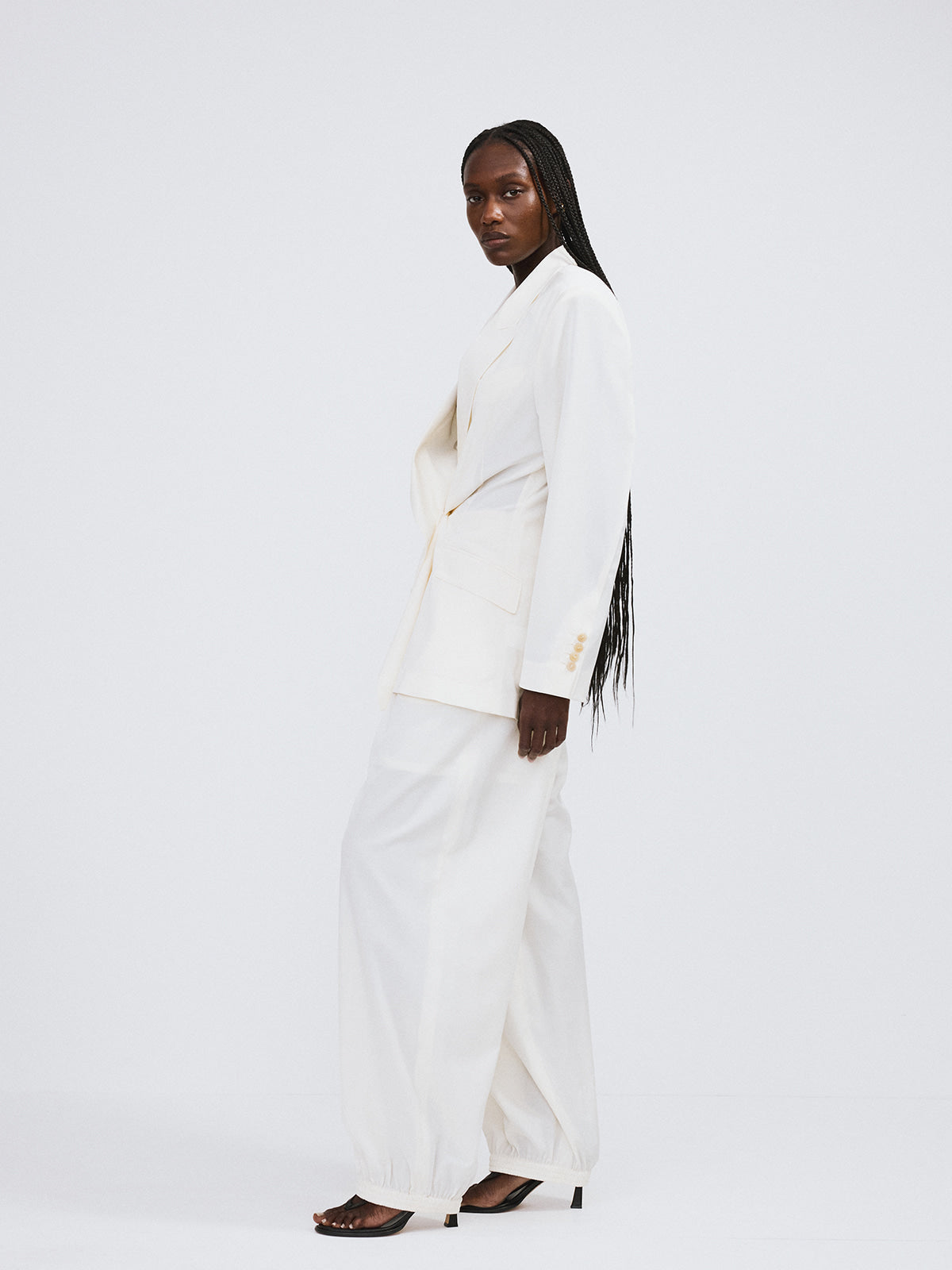 Recto - Drape Detail Suit Jacket (Ivory) product image 3 | TRAB K-Fashion Australia