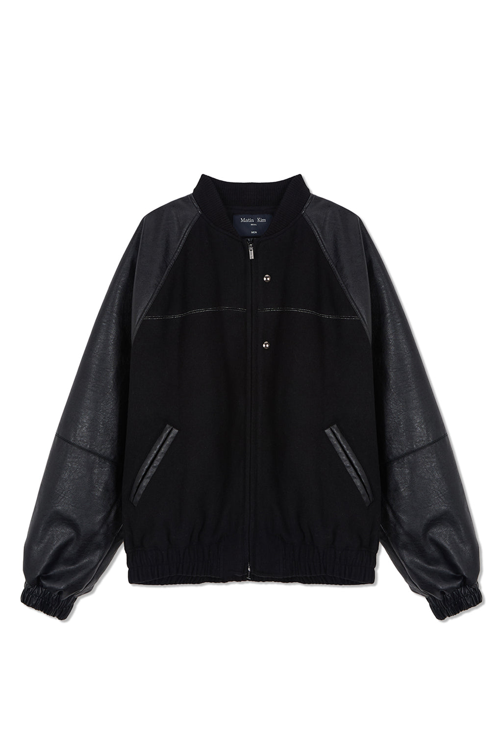 Matin Kim - Stunning Point Faux Leather Jumper (Black) product image 1 | TRAB K-Fashion Australia