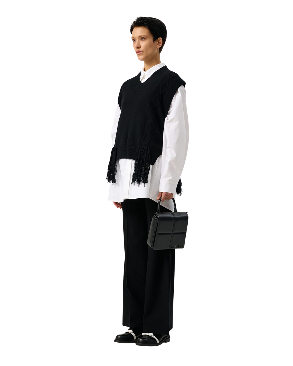 Kimhe Kim - Fringed Knit Vest (Black) product image 8 | TRAB K-Fashion Australia