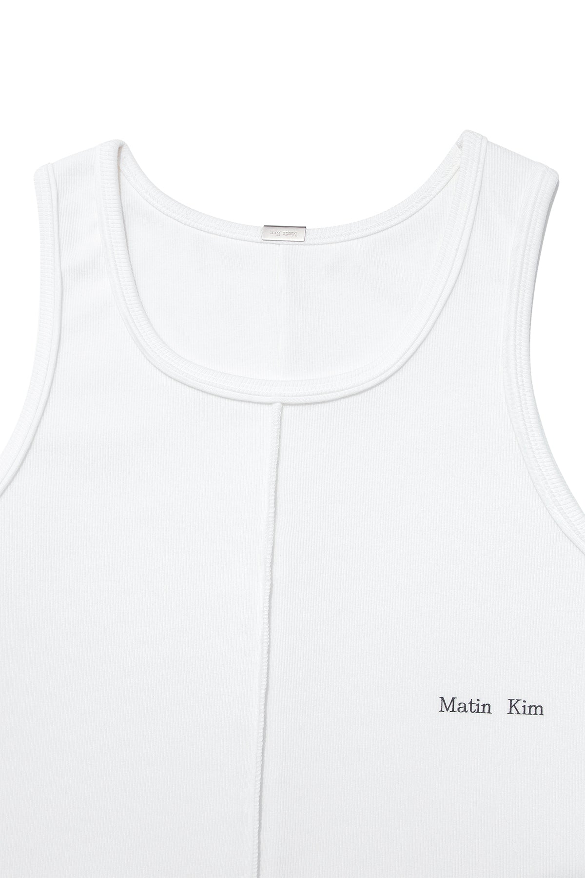 Matin Kim - Small Logo Pintuck Sleeveless Top (White) product image 3 | TRAB K-Fashion Australia