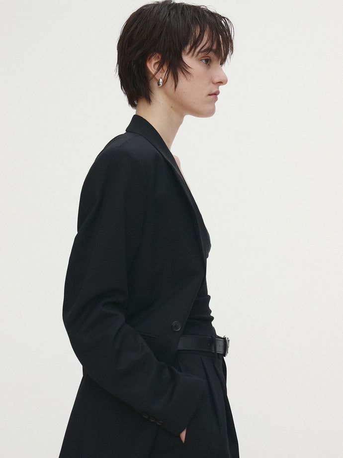 Tonywack - Wool Twill Double-Breasted Tailored Blazer (Black) product image 1 | TRAB K-Fashion Australia