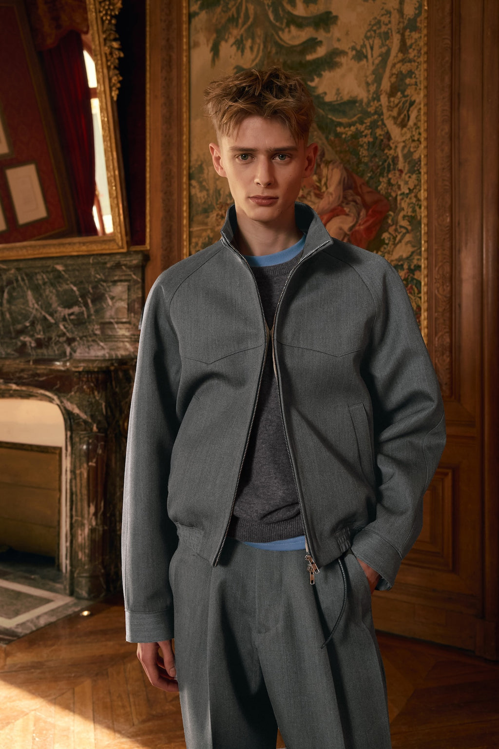 STU - High Neck Zip-up Wool Jacket (Grey) product image 17 | TRAB K-Fashion Australia
