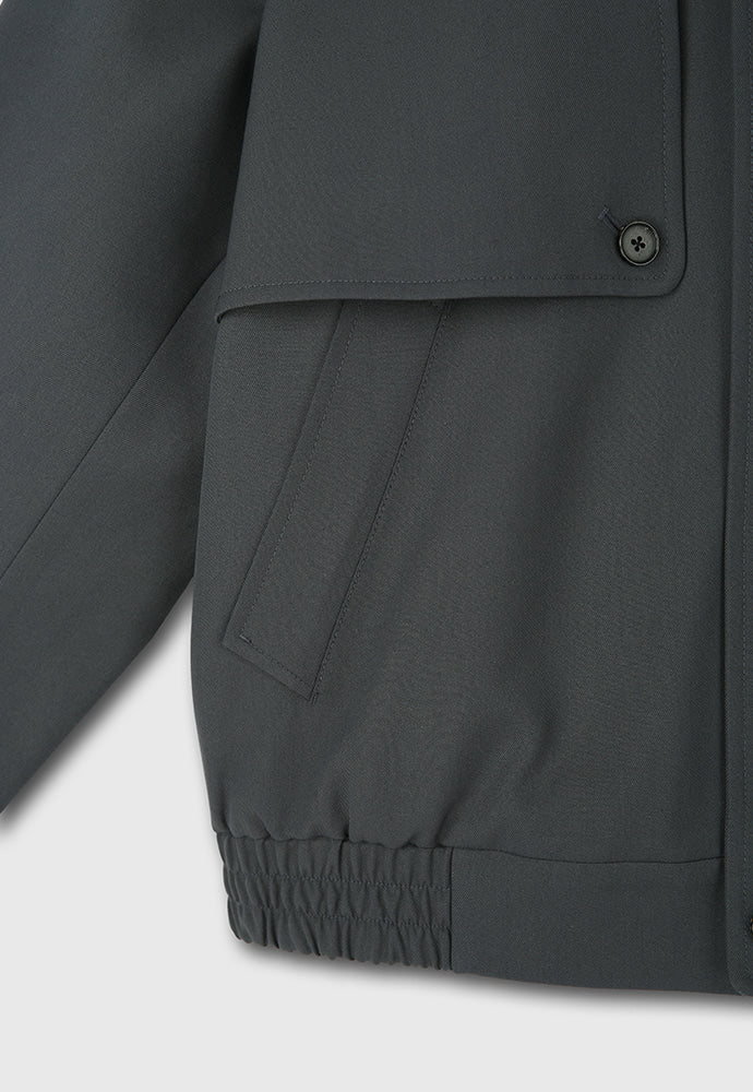 Tonywack - Hard Twist Wool Twill Gun Flap Blouson Jacket (Slate Grey) product image 15 | TRAB K-Fashion Australia