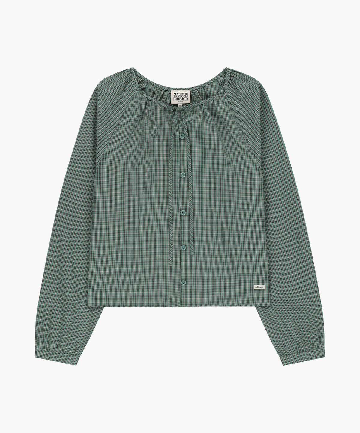 Marithe & Francois Girbaud - Check Ribbon Crop Blouse (Vintage Blue) product image 6 | TRAB K-Fashion Australia