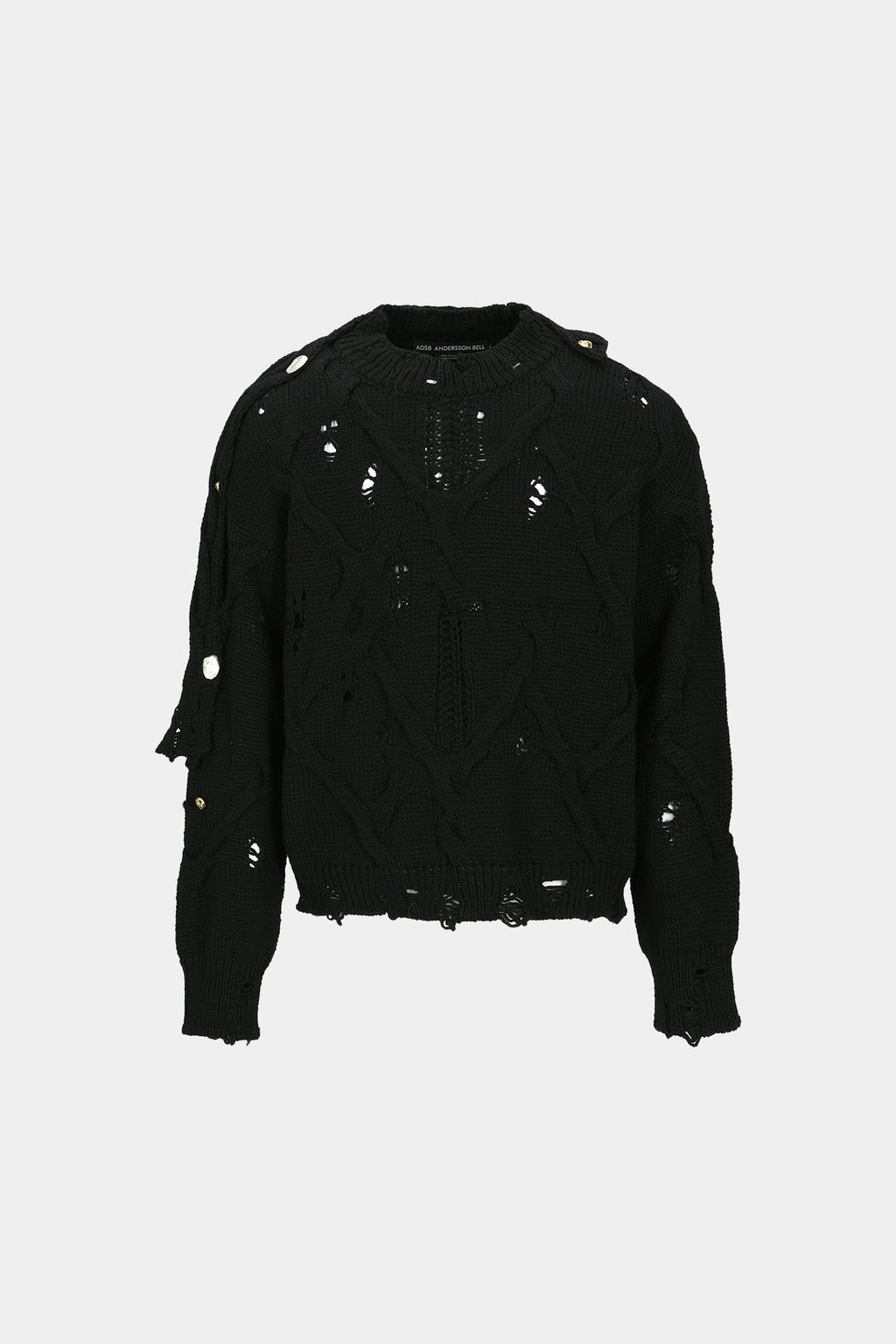 Andersson Bell - Fisherman Button Crew-Neck Sweater (Black) product image 7 | TRAB K-Fashion Australia