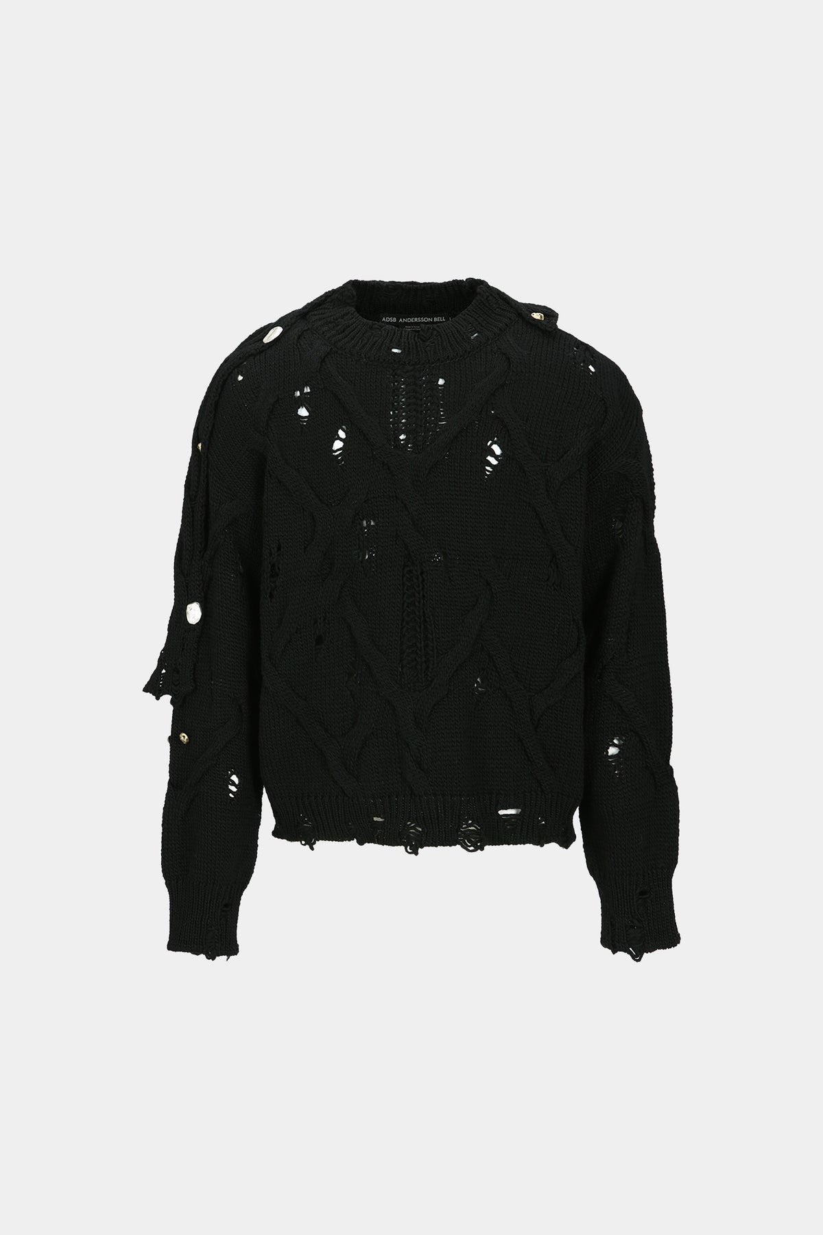 Andersson Bell - Fisherman Button Crew-Neck Sweater (Black) product image 7 | TRAB K-Fashion Australia