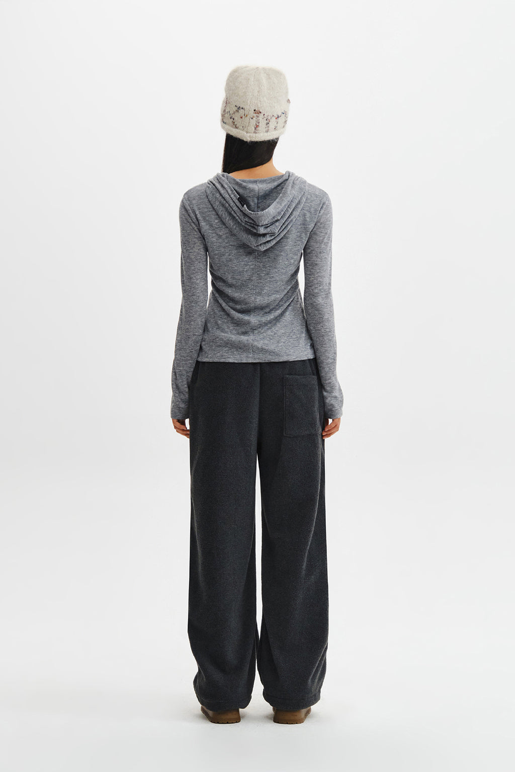 Matin Kim - Double Layer Button Hood Top (Grey) product image 10 | TRAB K-Fashion Australia