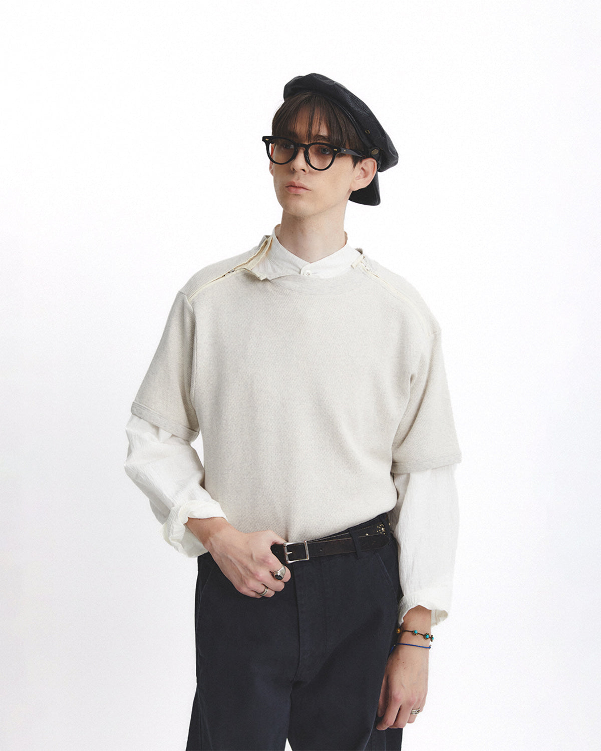 Eastlogue - Army Double Zip T-shirt (Oatmeal) product image 2 | TRAB K-Fashion Australia