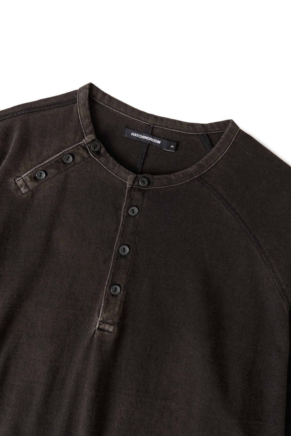 Hatchingroom - Double Henley Neck Tee Bleached (Black) product image 7 | TRAB K-Fashion Australia