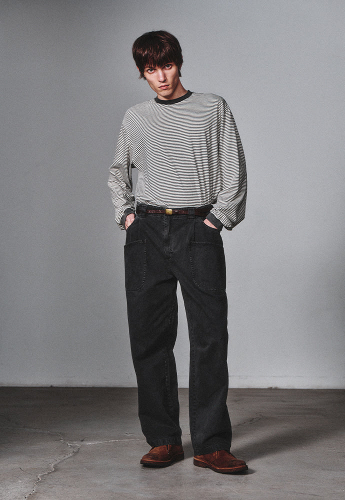 Art if acts - Washed Stripe Long Sleeve (Charcoal) product image 5 | TRAB K-Fashion Australia