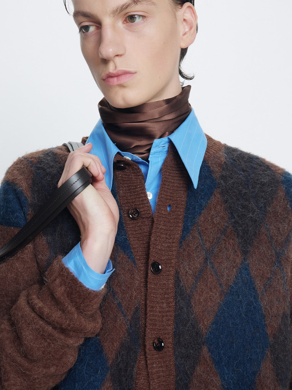 Tonywack - Brushed Argyle Cardigan (Mocha Brown) product image 8 | TRAB K-Fashion Australia