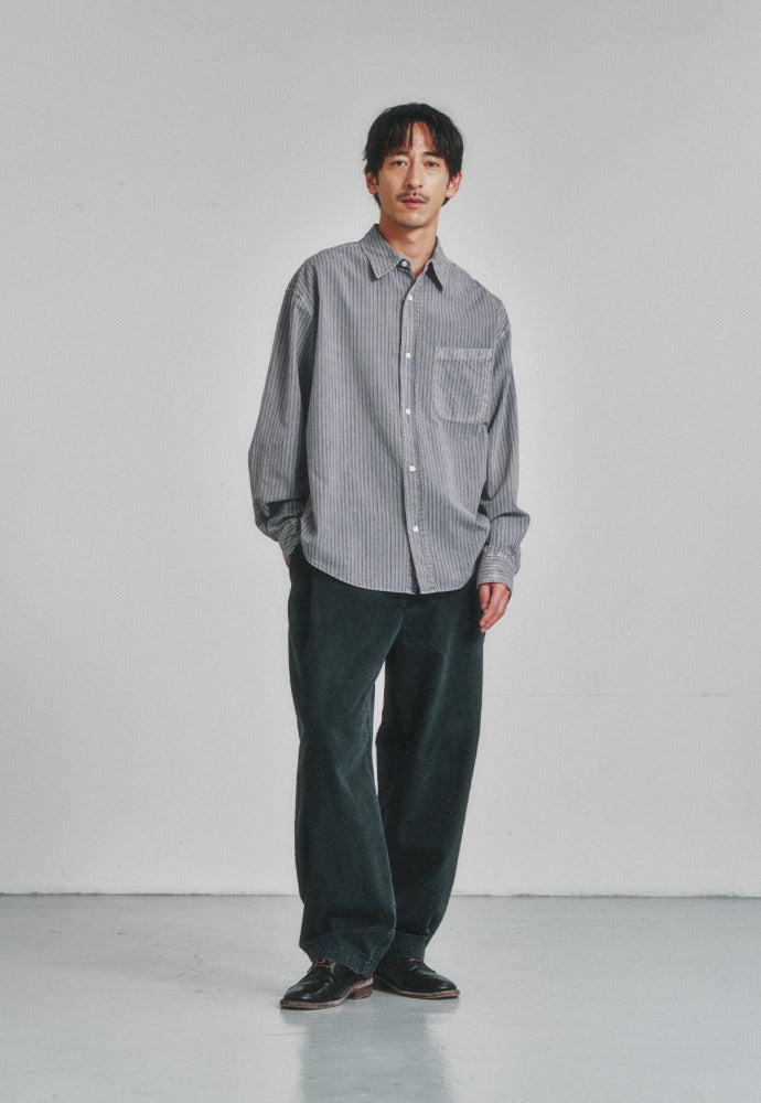 Art if acts - Pigment Dyed Stripe Shirt (Vintage Charcoal) product image 1 | TRAB K-Fashion Australia