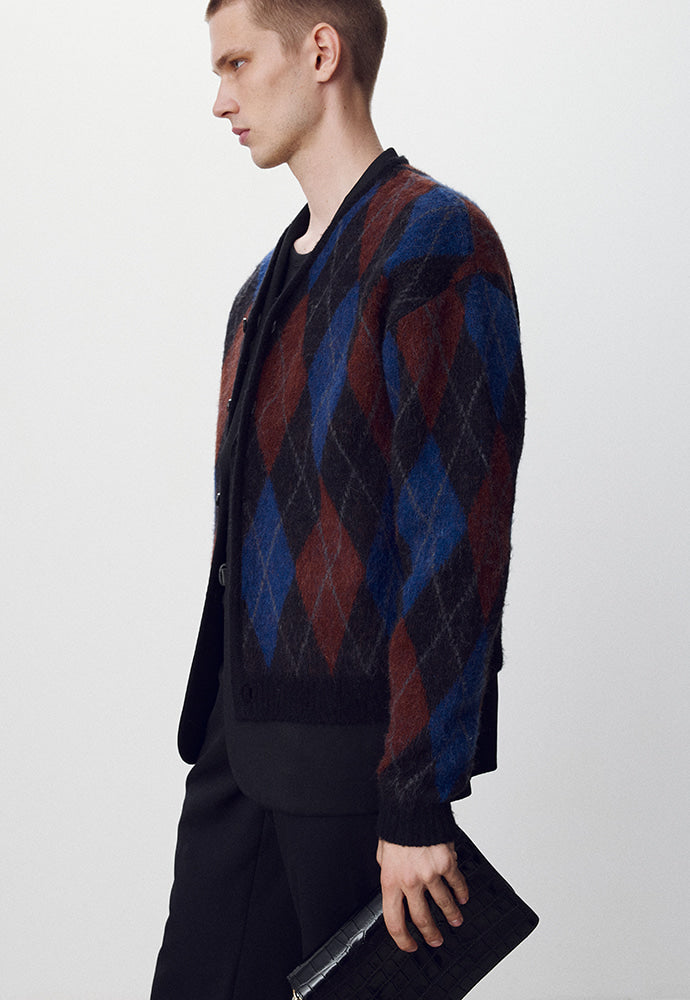 Tonywack - Argyle Mohair Knit Cardigan (Black) product image 5 | TRAB K-Fashion Australia