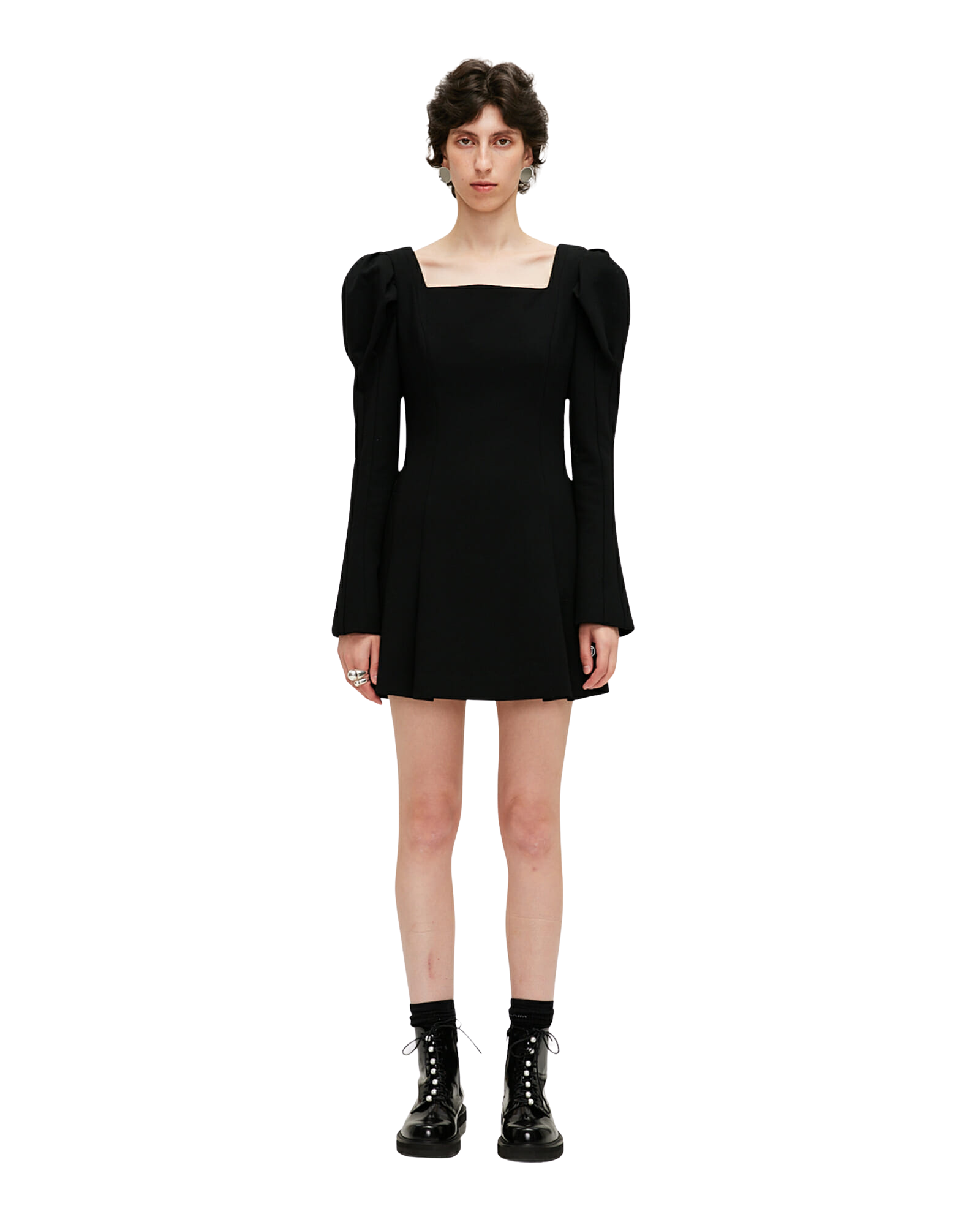 Kimhe Kim - Square-Neck Wool Mini Dress (Black) product image 1 | TRAB K-Fashion Australia