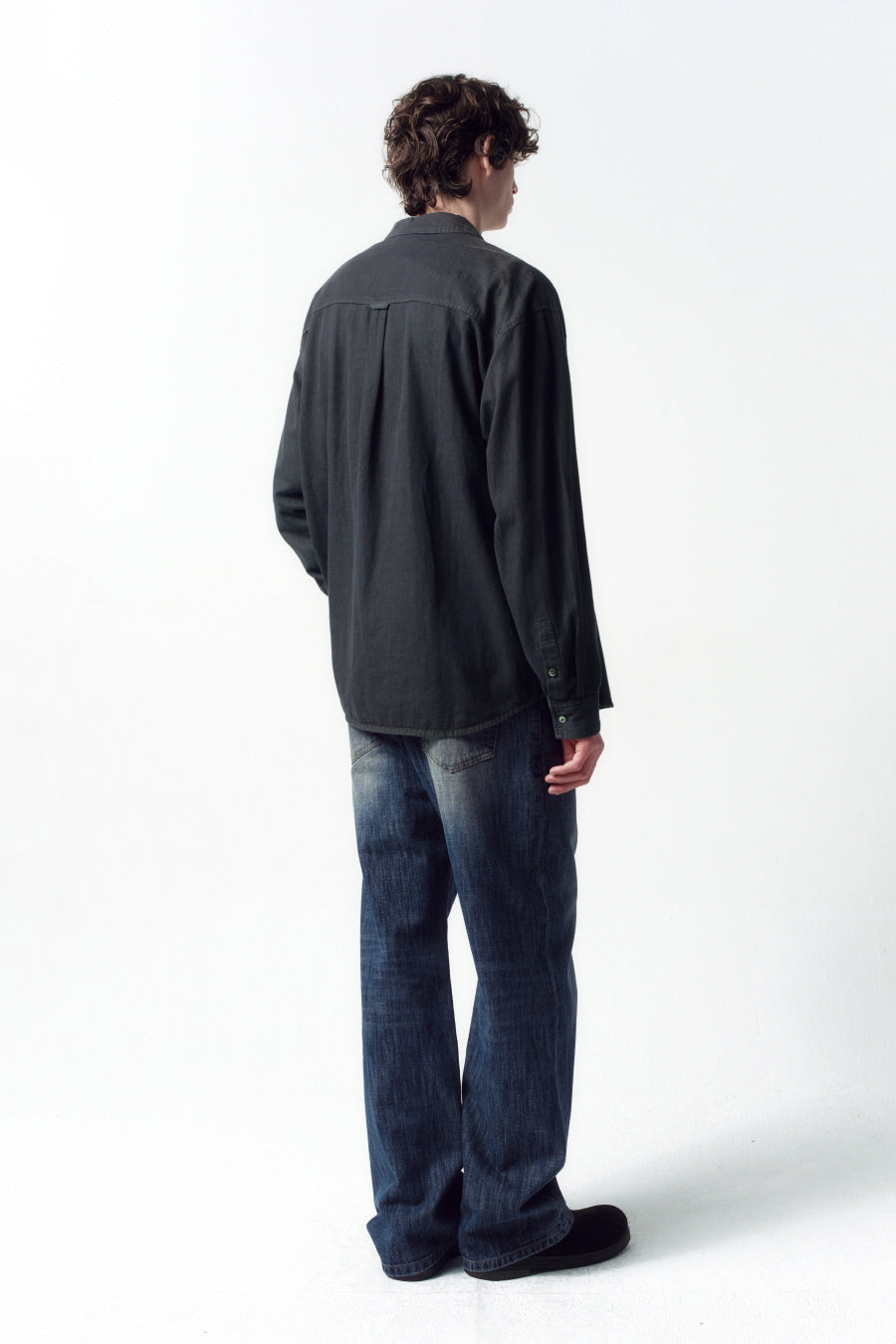 Insilence - Vintage Washed Denim Shirt (Mud Grey) product image 4 | TRAB K-Fashion Australia