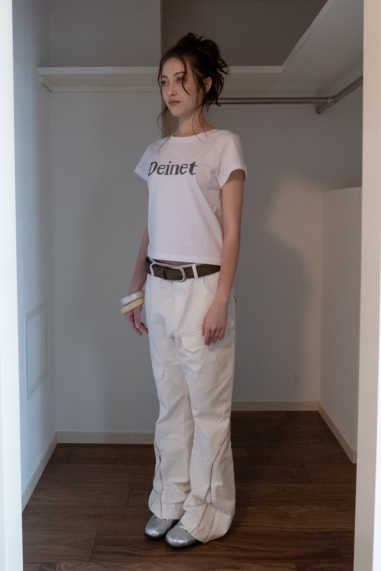 Deinet - Zipper Bootscut Cargo Pants (White) product image 2 | TRAB K-Fashion Australia