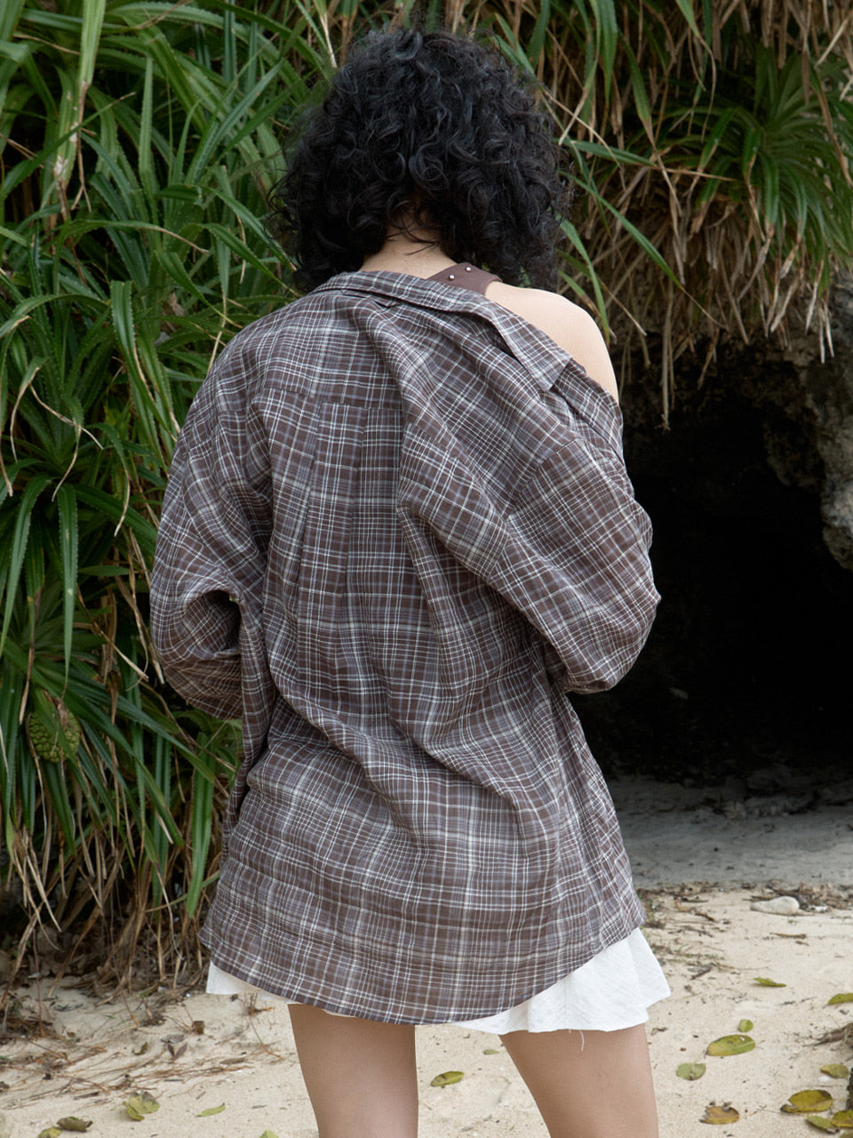 Kijun - Sheer Check Shirt (Brown) product image 2 | TRAB K-Fashion Australia