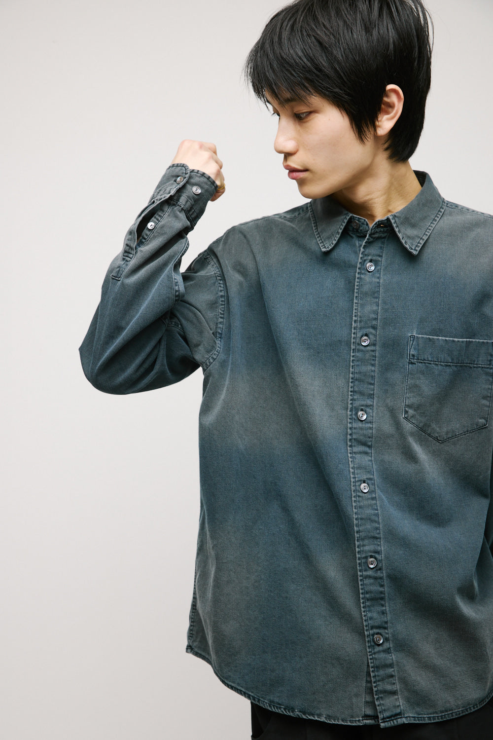 Hatchingroom - Over Denim Shirt (Blue Grey) product image 10 | TRAB K-Fashion Australia