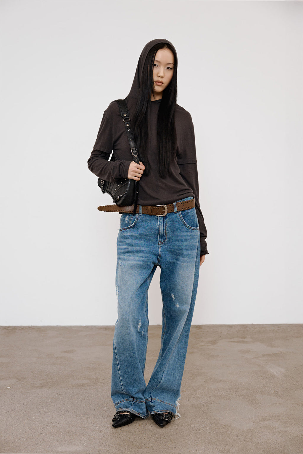 Deinet - Fake Hood Long Sleeve (Charcoal) product image 6 | TRAB K-Fashion Australia
