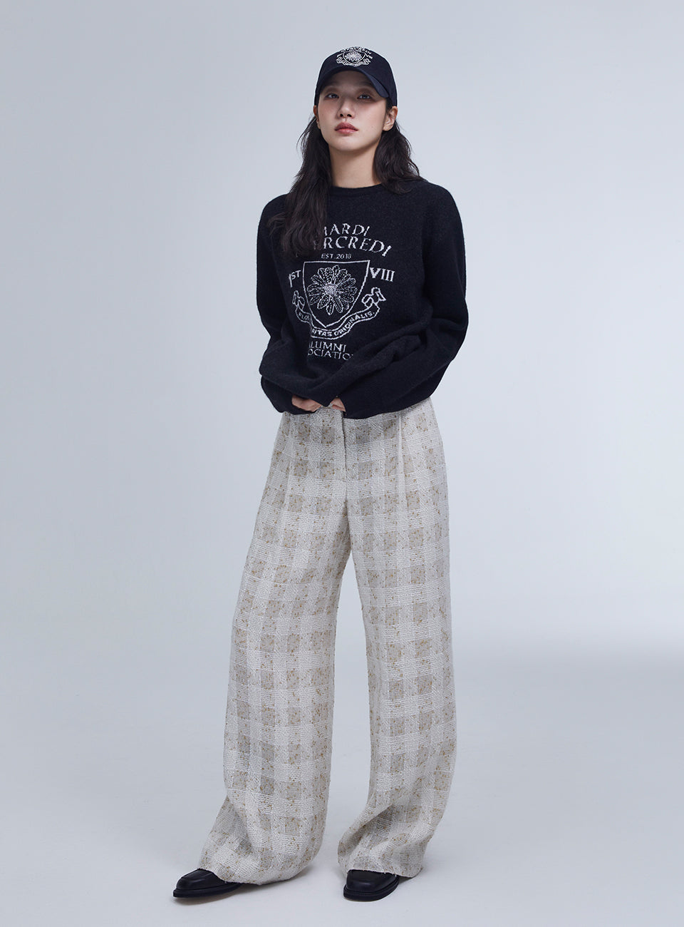 Mardi Mercredi - Tweed Wide Pants (Ivory) product image 1 | TRAB K-Fashion Australia