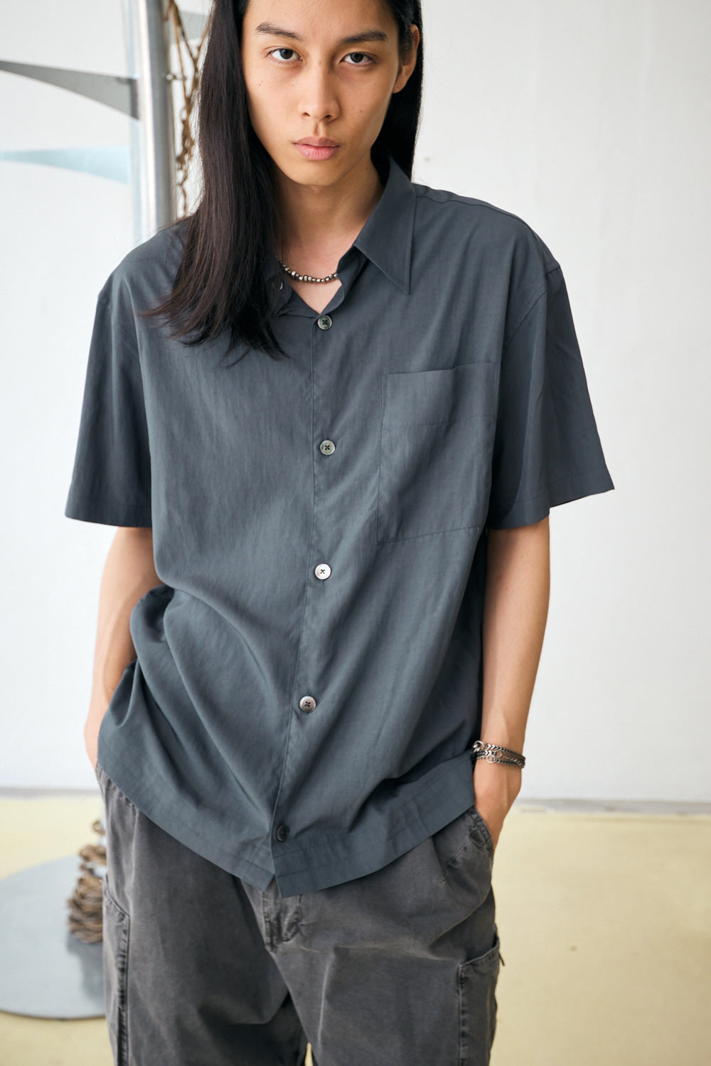 Hatchingroom - Crop Shirt 1/2 Green (Charcoal) product image 7 | TRAB K-Fashion Australia