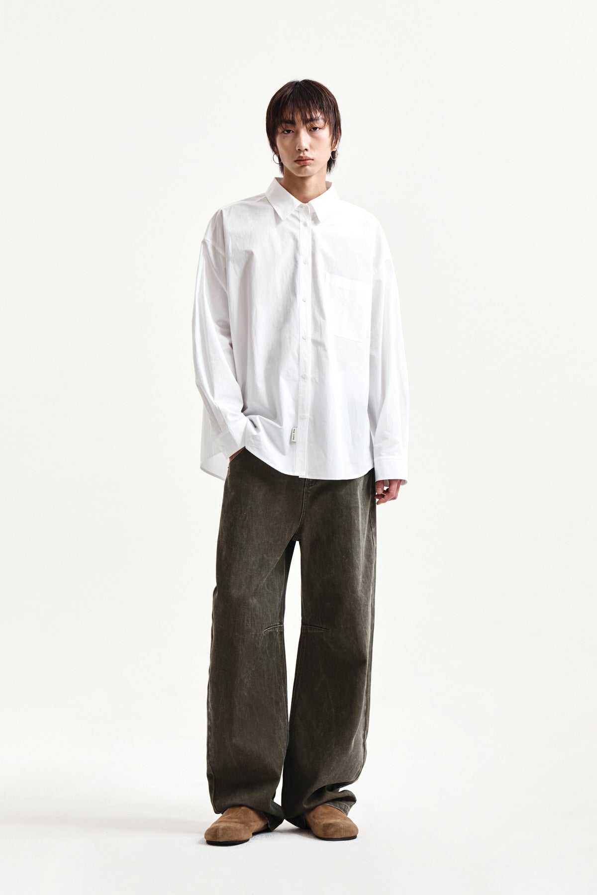 Matin Kim - Embroidery Small Logo Shirt (White) product image 13 | TRAB K-Fashion Australia