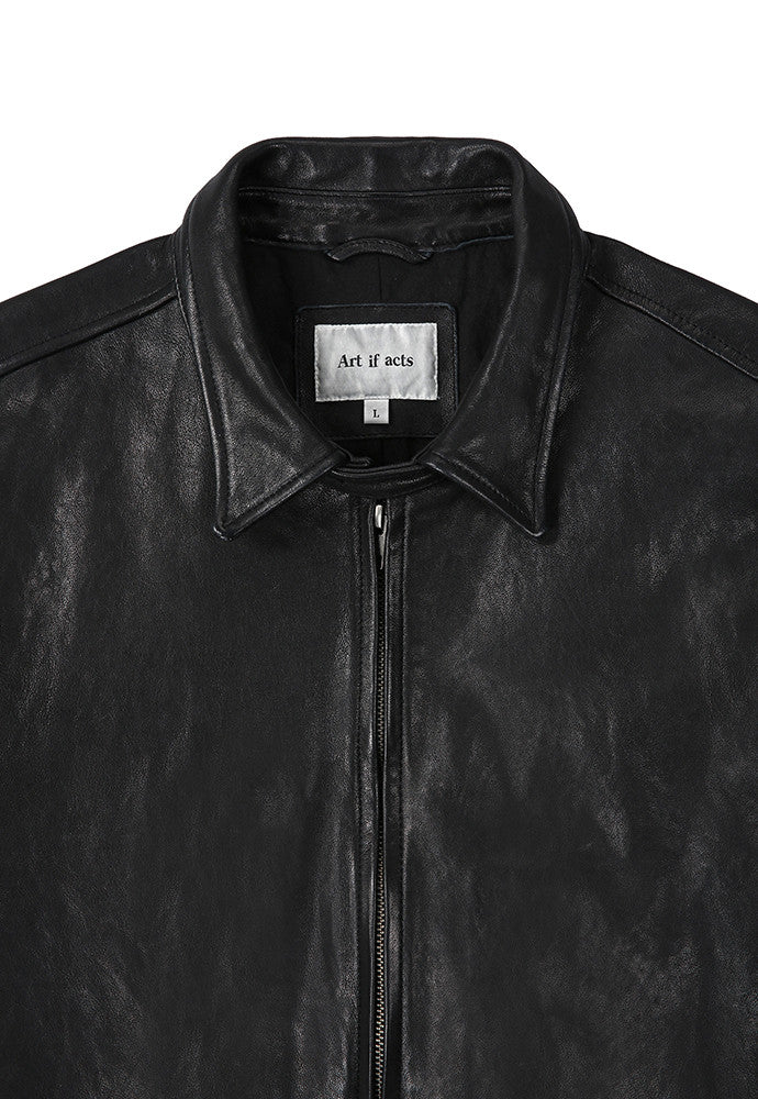 Art if acts - Washed Vegetable Leather Swing Jacket (Black) product image 9 | TRAB K-Fashion Australia