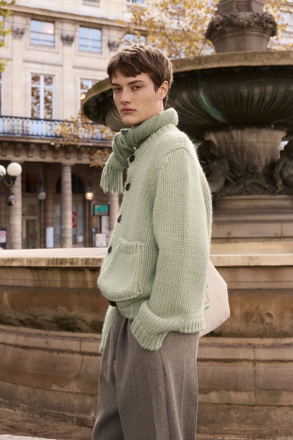 STU - Dimension Pocket Cardigan In Sage (Green) product image 5 | TRAB K-Fashion Australia