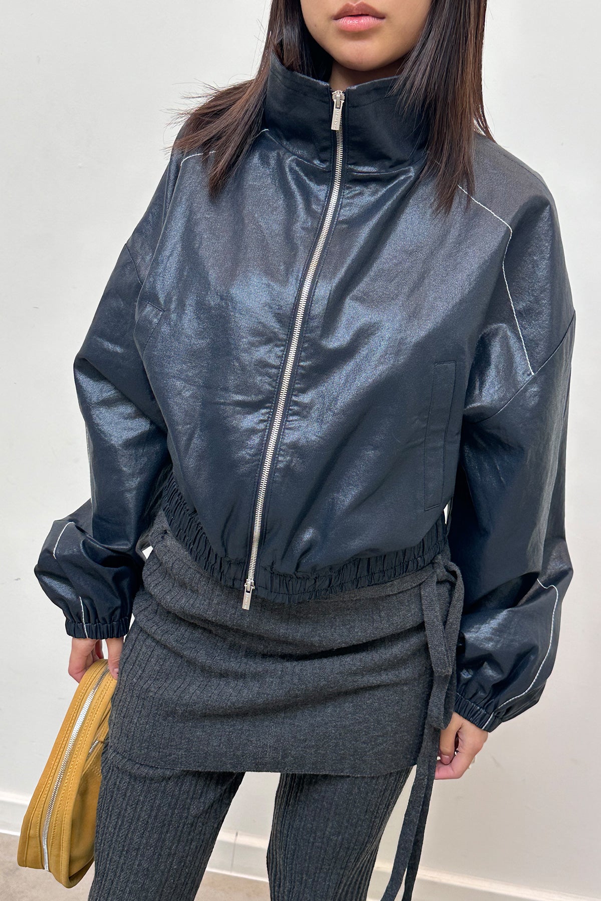 Matin Kim - Matin Rough Coating Crop Bomber (Navy) product image 6 | TRAB K-Fashion Australia