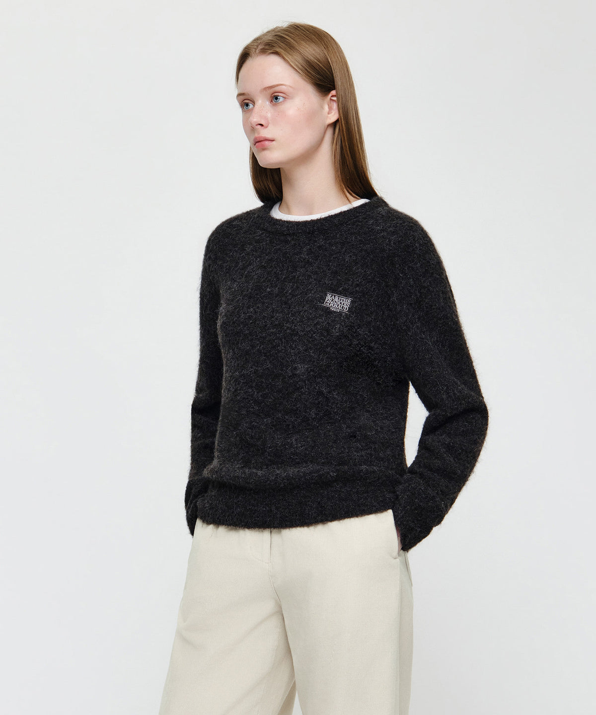 Marithe & Francois Girbaud - Small Classic Logo Boucle Knit Pullover (Charcoal) product image 2 | TRAB K-Fashion Australia
