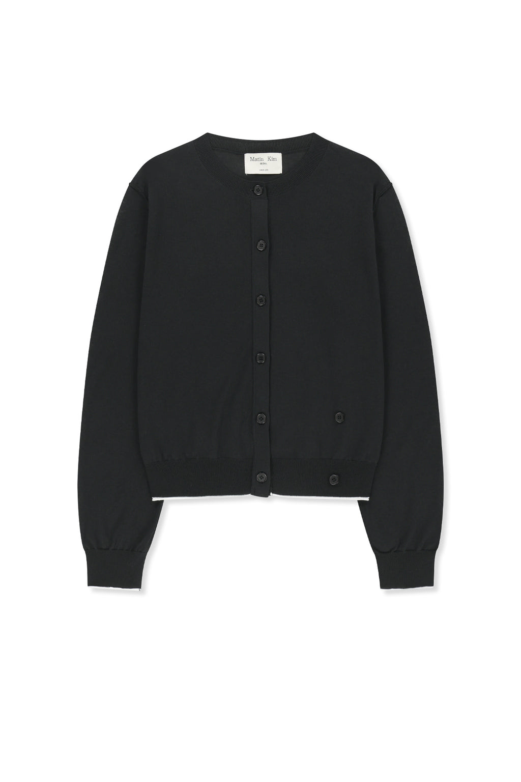 Matin Kim - Back Logo Sheer Cardigan (Black) product image 1 | TRAB K-Fashion Australia