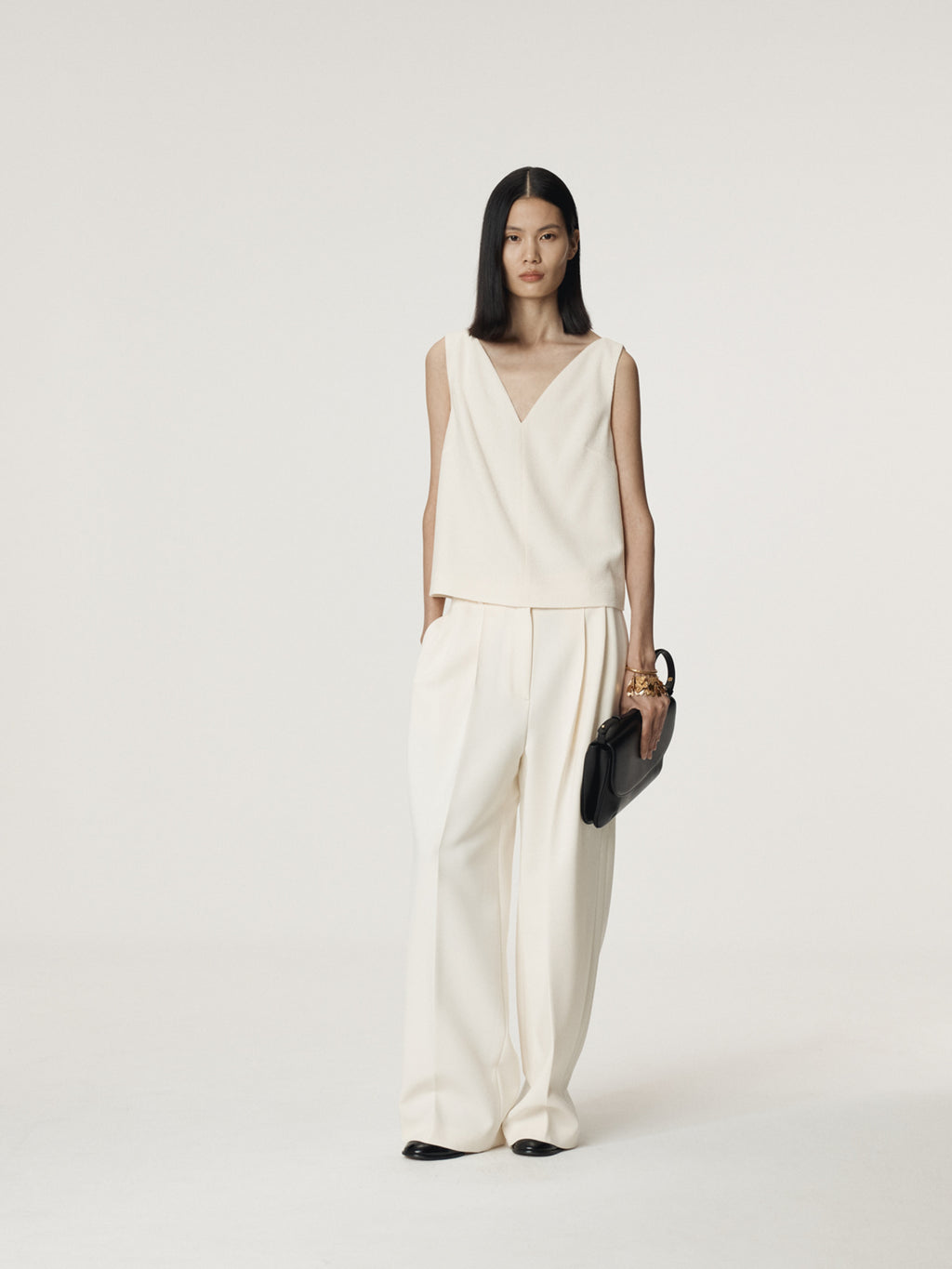 Recto - Wool Tweed V-Neck Top (Ivory) product image 5 | TRAB K-Fashion Australia