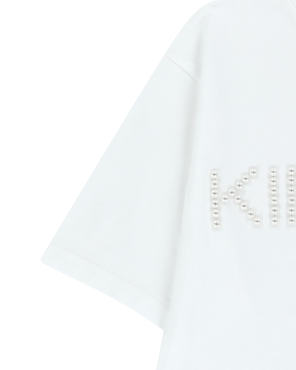 Kimhe Kim - Logo T-Shirt With Pearl Embellishment (White) product image 14 | TRAB K-Fashion Australia