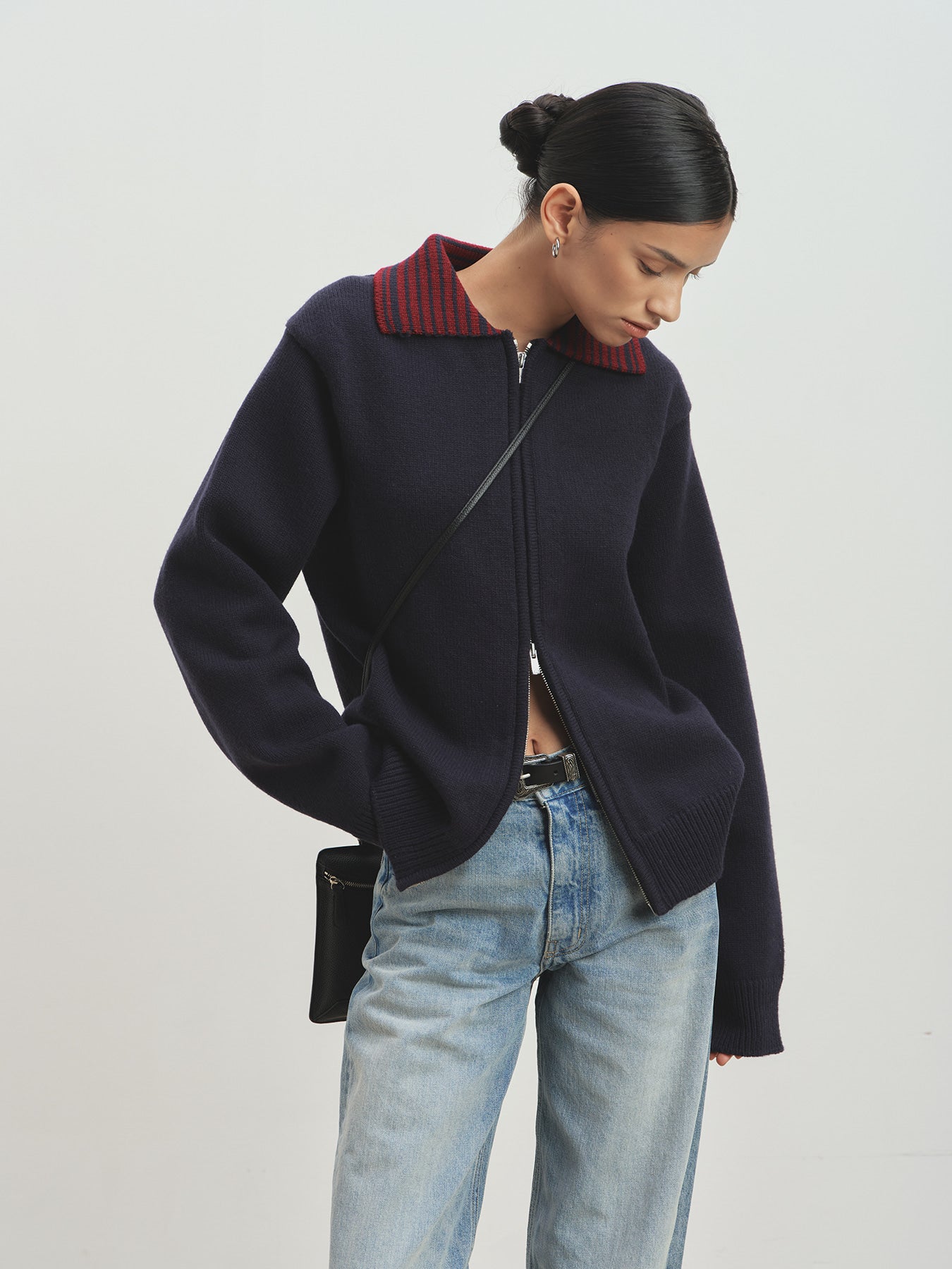 Tonywack - Contrast Collar Full-Zip Blouson (Navy) product image 5 | TRAB K-Fashion Australia