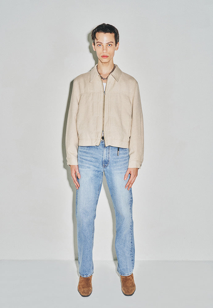 Tonywack - Milled Linen Rayon Type1 Zip Jacket (Natural Ecru) product image 3 | TRAB K-Fashion Australia