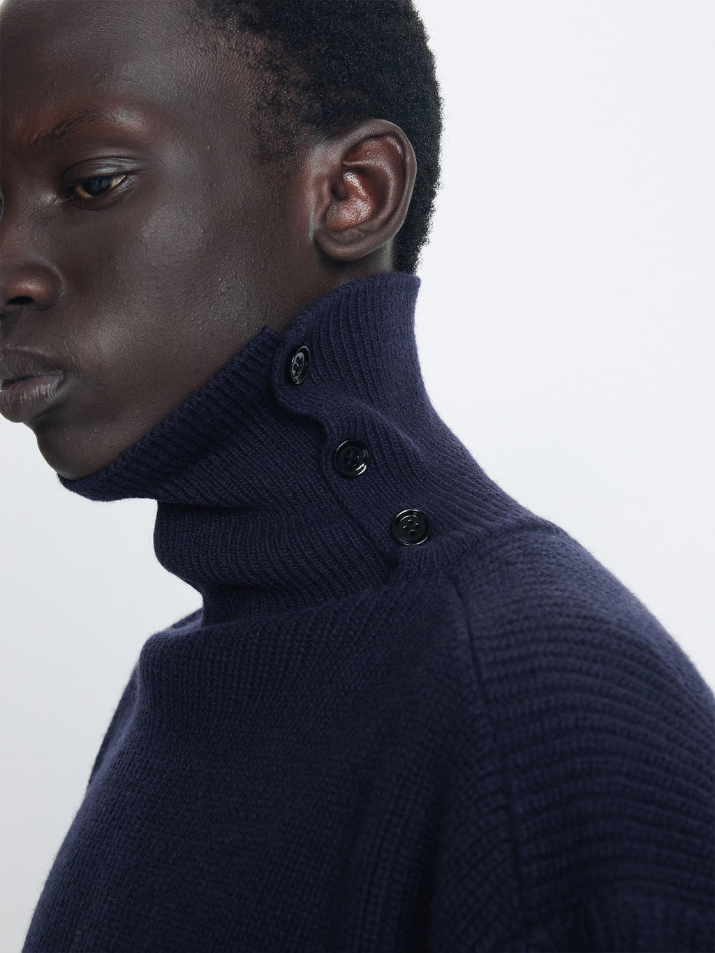 Tonywack - Ribbed Wool Side-Button Turtleneck (Midnight) product image 6 | TRAB K-Fashion Australia