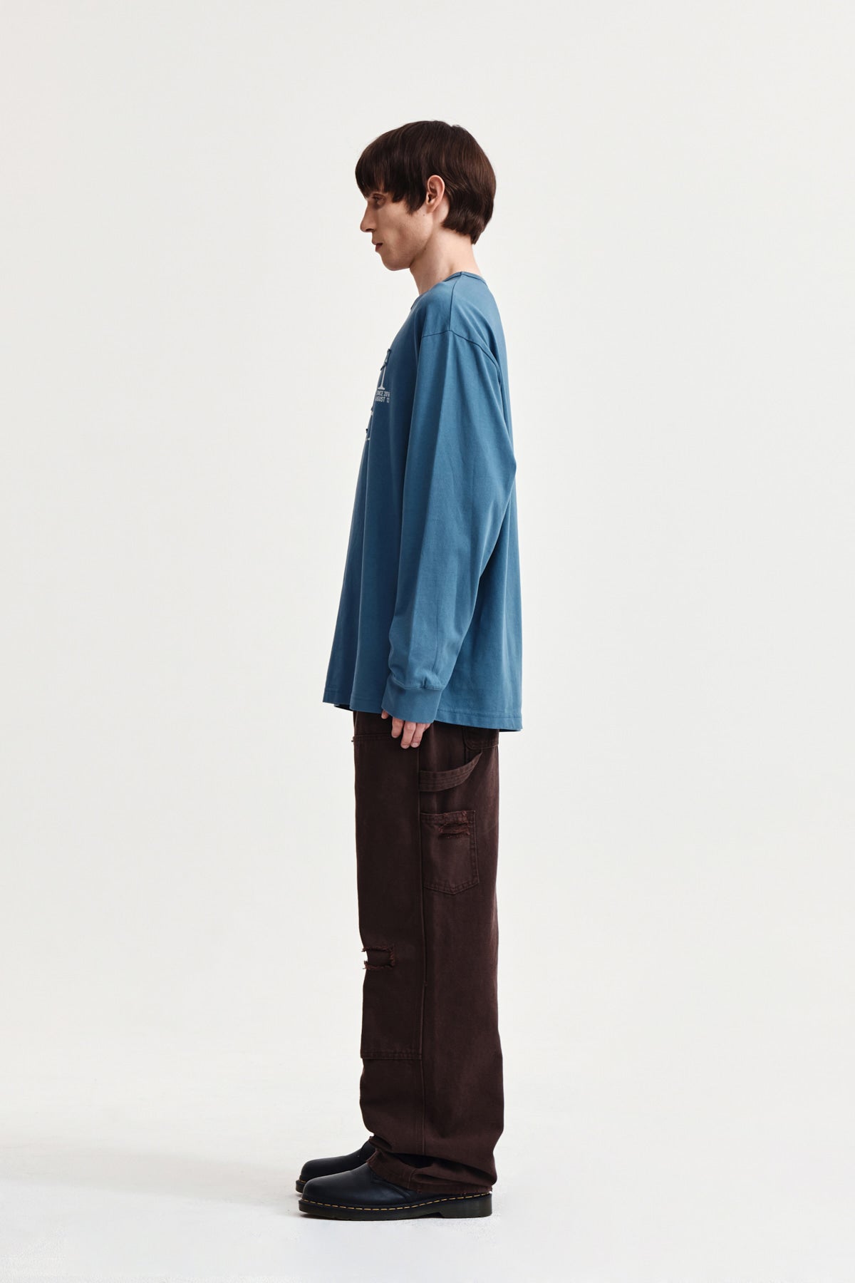 Matin Kim - Patch Graphic Long Sleeve Top (Smoke Blue) product image 11 | TRAB K-Fashion Australia