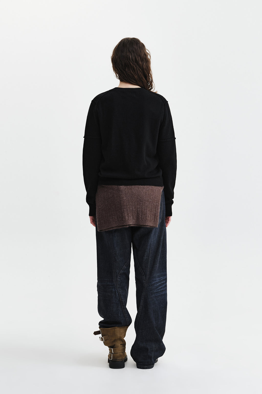 Matin Kim - Cashmere Blended Cutline Round Cardigan (Black) product image 8 | TRAB K-Fashion Australia