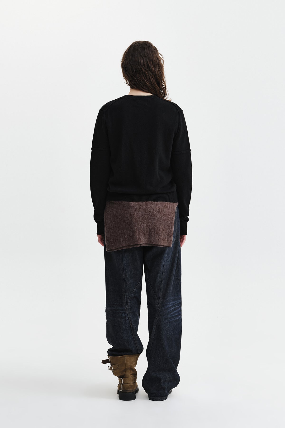 Matin Kim - Cashmere Blended Cutline Round Cardigan (Black) product image 8 | TRAB K-Fashion Australia
