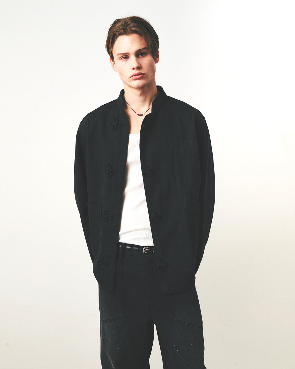 Eastlogue - Lotus Coverall Chore Jacket (Black Herringbone) product image 3 | TRAB K-Fashion Australia