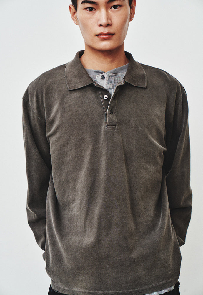 Art if acts - Damaged Pique Polo Shirt (Faded Charcoal) product image 5 | TRAB K-Fashion Australia