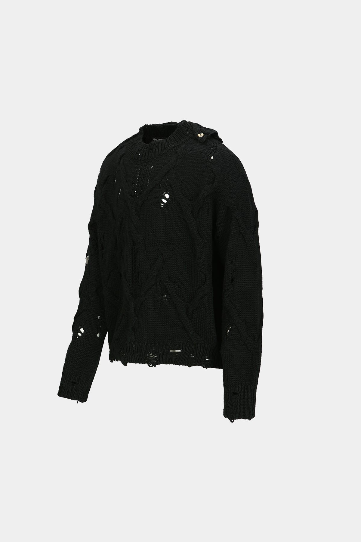 Andersson Bell - Fisherman Button Crew-Neck Sweater (Black) product image 8 | TRAB K-Fashion Australia
