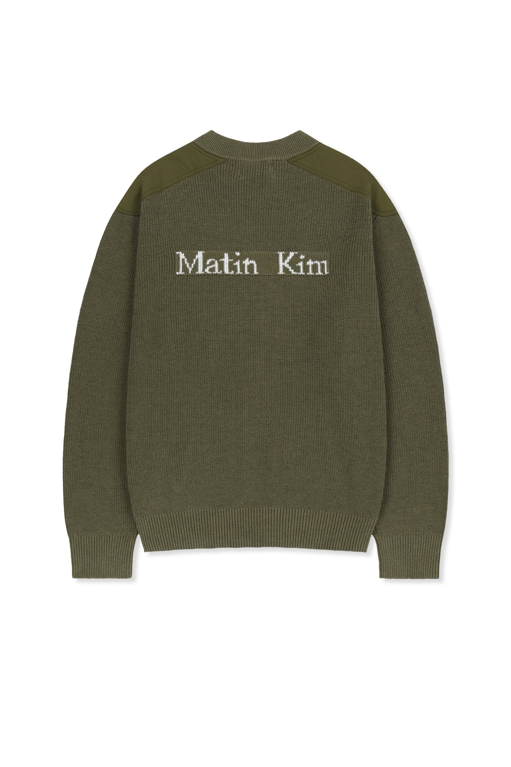 Matin Kim - Patch Detail Knit Zip Up (Khaki) product image 2 | TRAB K-Fashion Australia