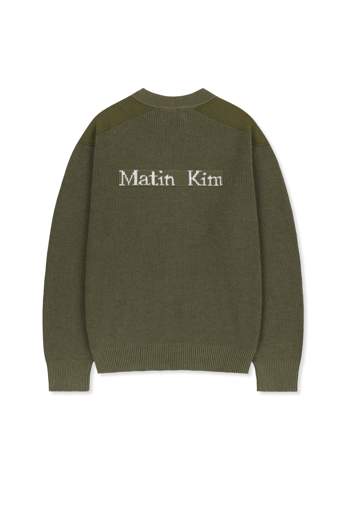 Matin Kim - Patch Detail Knit Zip Up (Khaki) product image 2 | TRAB K-Fashion Australia