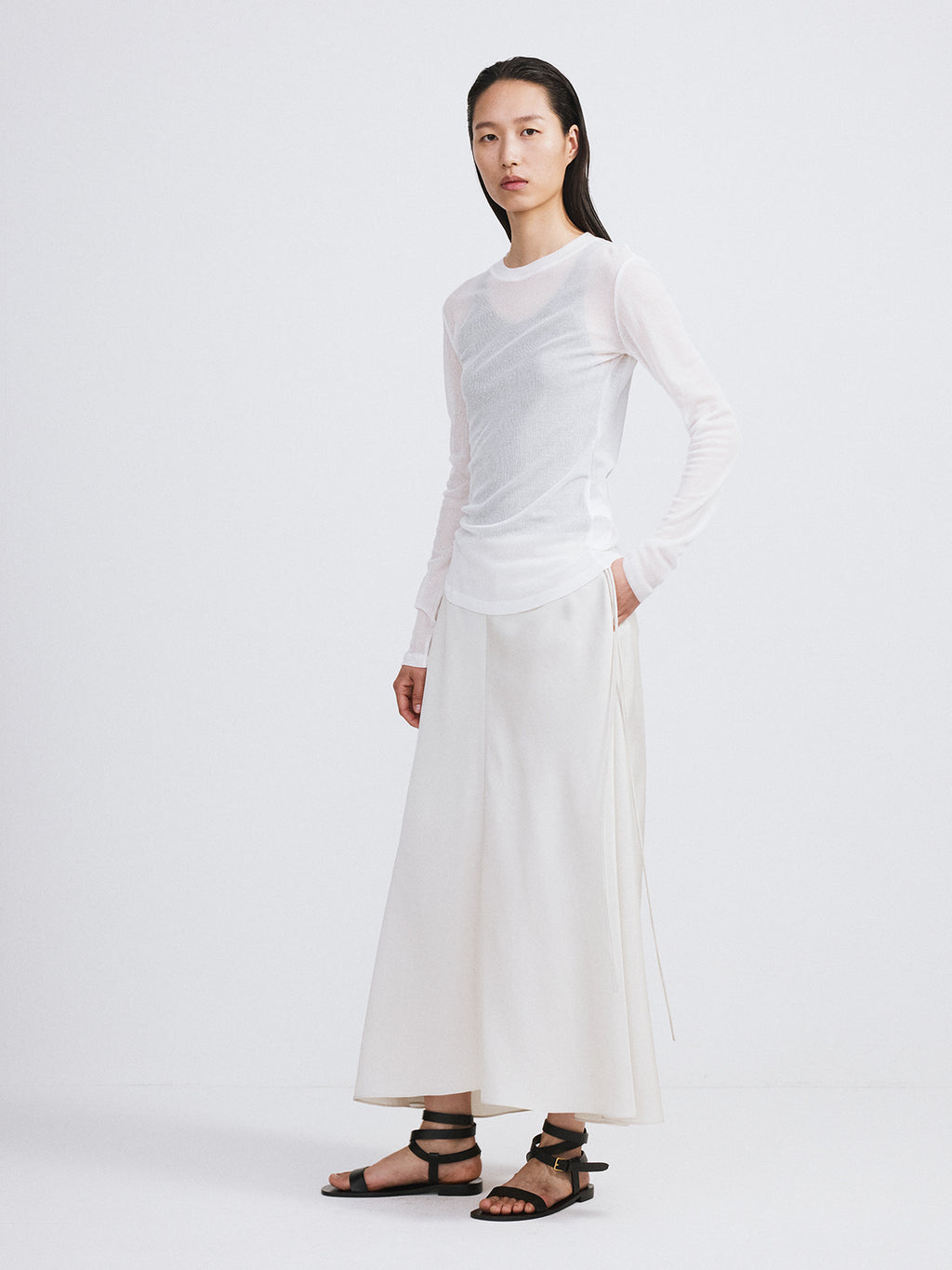 Recto - Sheer Jersey Long Sleeve Top (Off White) product image 3 | TRAB K-Fashion Australia