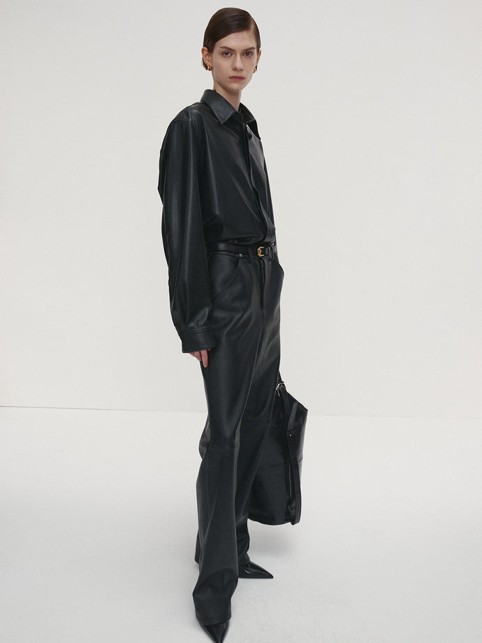 Tonywack - Leather Flared-Leg Pants (Black) product image 1 | TRAB K-Fashion Australia