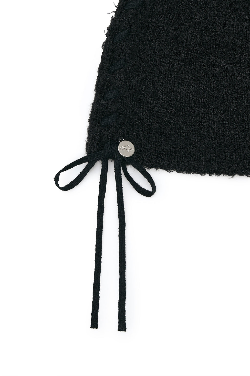 Matin Kim - Ribbon Tie Knit Beanie (Black) product image 3 | TRAB K-Fashion Australia